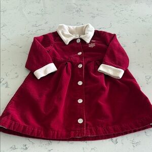 Hanna Andersson Red Corduroy Dress with White Accents